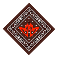 a red and white bandana with a heart in the middle